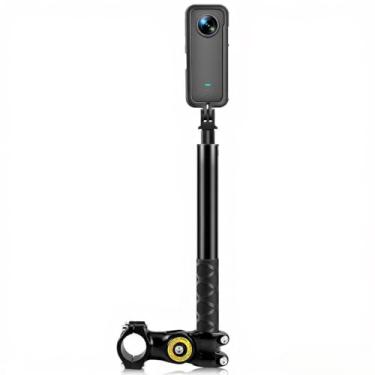 Imagem de Suporte para Manubrio de Moto Bicicleta Câmera Adaptador e Tripé Monopé Esportiva Insta 360 X3 ONE X2 R RS Liga Alumínio Estável Anti-Vibração Sólido Acessório Filmagem em Atividades