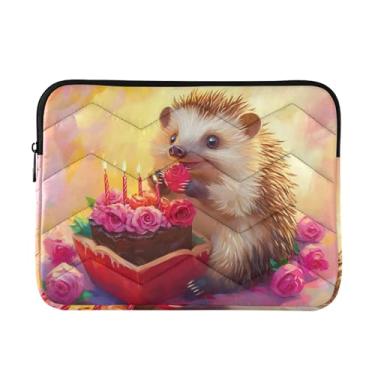 Imagem de Capa protetora para notebook fofa Hedgehog Valentine à prova de choque bolsa fina para transporte de computador, 15-15,6 polegadas