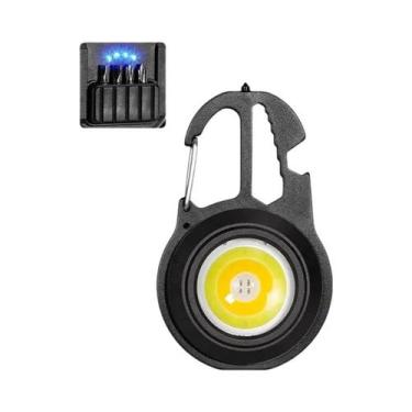 Imagem de Lanterna Mini LED Recarregável Com Chaveiro, Chave De Fenda Magnética 