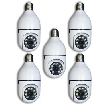 Imagem de Kit 5 Camera Ip Segurança Lampada Panoramica Rastreio Wifi Espia - IP 