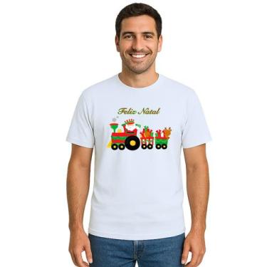 Imagem de Camiseta Natalina Trenzinho de Natal Personalizada - UseP4, Branco, Ad