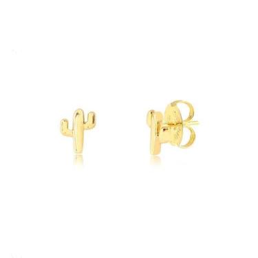 Imagem de Brinco Radhau Mini Cactos Folheado A Ouro 18k - Radhau Joias, Único, D