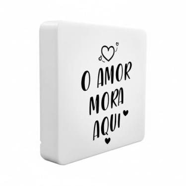 Imagem de Luminária Box Slim O Amor Mora Aqui, USB, Branco, 20x18x5cm, LED 5W, Polietileno