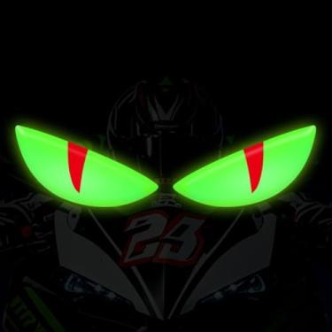 Imagem de 2 pares de adesivos refletivos de olho de gato, adesivos de farol de motocicleta, aviso de segurança à prova d'água para porta traseira de carro (vermelho)