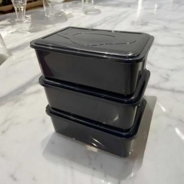 Imagem de Kit 3 Potes 4 litros Retangular Plástico Reutilizável Orgazinar e Armazenar Alimentos (Preto)