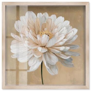 Imagem de White Radiance I Shadowbox Print Floral Wall Art por Art Remedy, Blonde Frame, 21 x 21