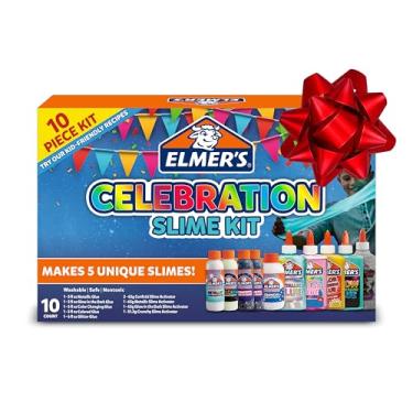 Imagem de Elmer's Kit de geleca de celebração, suprimentos completos de geleca com ativadores sortidos de geleca líquida mágica e colas líquidas sortidas, 10 unidades - perfeito para festas, presentes
