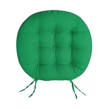 Imagem de Almofada Redonda P/Cadeira Sofá Banco Decoração Oxford Futton Futon 40x40cm almofada para cadeira para Cadeira Sofá e Banco com Amarração Assento Decorativo(Verde Bandeira)