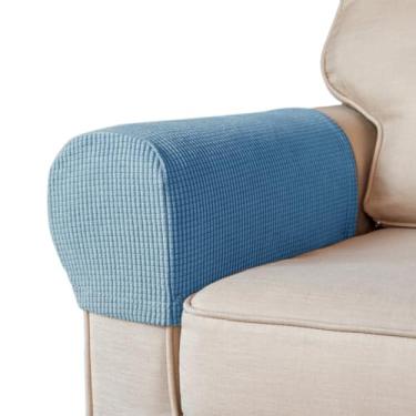 Imagem de BAHULA Capas elásticas para apoio de braço de elastano para cadeiras, sofás, poltronas, poltronas, poltronas, poltronas, poltronas e poltronas, antimanchas e laváveis, conjunto de 2, azul jeans