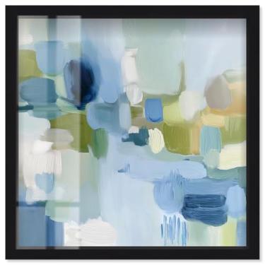 Imagem de Flow of Calm II Shadowbox Print Coastal Wall Art por Art Remedy, moldura preta, 53 x 53 cm