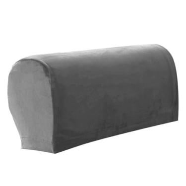 Imagem de Capas para cadeira de apoio de braço, capas elásticas para apoio de braço, 2 peças, capa para poltrona antiderrapante de veludo macio para protetor de sofá, cinza escuro