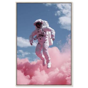 Imagem de Nebula Float I Canvas Print Astronaut Wall Art por Art Remedy, moldura prata, 50 x 76 cm