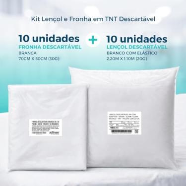 Imagem de TEXMED, Kit Lençol Descartável TNT com Elástico 20g 2,20x1,10 + Fronha Descartavlel TNT 50x70 – 10 Unidades