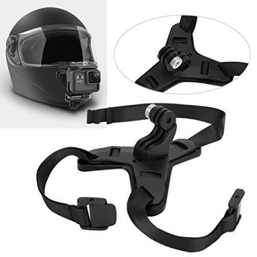 Imagem de GLOGLOW Montagem de Capacete de Câmera de Ação de Montagem de Dispositivo Eletrônico Portátil, Suporte de Queixo ABS Compatível para Ciclismo de Motocicleta, Câmeras e Acessórios Esportivos Preto