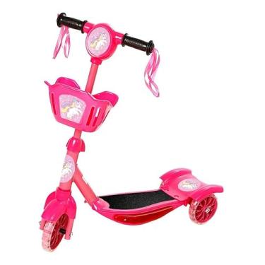 Imagem de Brinquedo Infantil Patinete Scooter 3 Rodas Com Cesta Luz