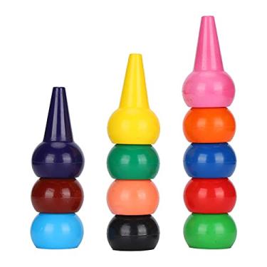 Imagem de Generic Conjunto de Lápis de Cera 3D Palm-Grip Com 12 Cores, Lápis de Cera de Parafina Seguros para Pintura a Dedo para Crianças, Bastões Empilháveis ​​não Pegajosos para Graffiti, Coloração,