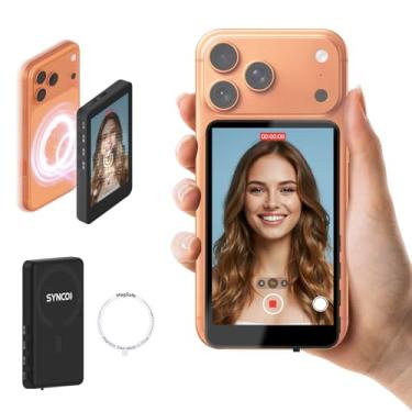 Imagem de SYNCO XView Monitor de selfie para iPhone 17 Series e Android, sem fio 4K/1080p Vlog magnético com alcance de 164 pés, alto-falante integrado para YouTube TikTok Live Streaming Photo (preto)