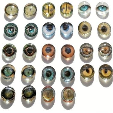 Imagem de ZHU YU CHUN 56 peças de vidro impresso com olhos de animais mistos de 25 mm/0,98 pol, grande, de vidro, convexo, para fazer bonecas de argila, acessórios artesanais DIY, fabricação de joias