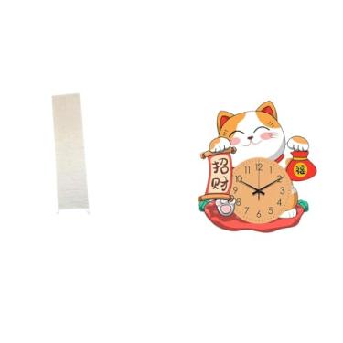 Imagem de Whtkoph Abajur E Relógio de Parede em Formato de Gato para Sala de Estar, Silencioso, Sem Ruído, Decoração Suspensa para Quarto Infantil, Cozinha E Escritório