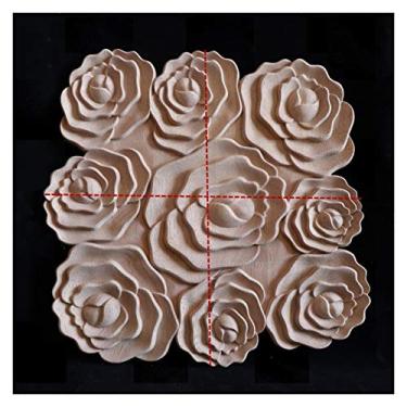 Imagem de Moldagem de madeira de guarnição decorativa para mobiliário doméstico, madeira maciça apliqueira inlay imperintado Decalques da porta de mobília, escultura de madeira sobreposições para móveis(I,2PCS)