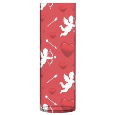Imagem de CEBUGI Vaso de flores com elementos do Dia dos Namorados, 10 x 30 cm, vaso cilíndrico para flores, vaso transparente inquebrável para decoração de casa de festa de casamento