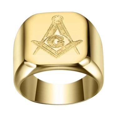 Imagem de Anéis Maçônicos De Aço Inoxidável Preto Para Homens, Joias De Casament