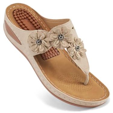 Imagem de FUDYNMALC Sandálias femininas sapatos de plataforma: chinelos confortáveis de verão 2026 para caminhadas casuais, Bege, 39