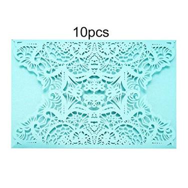 Imagem de CUOFYUNL 10 unidades de cartões de convites de casamento em estilo europeu esculpindo envelopes de convites para festas de aniversário (D)