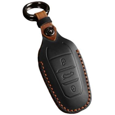 Imagem de Capa de chave de carro feita à mão compatível com Peugeot 308 408 508 2008 3008 4008 5008 compatível com Citroen C4L C6 C3-XR Picasso DS3 DS4 DS5(Black)