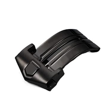 Imagem de FULNES 18mm 20mm 316L aço inoxidável borboleta pulseira fivela para Tag Heuer Carrera prata preto fecho substituição (cor: preto, tamanho: 18mm sem logotipo)