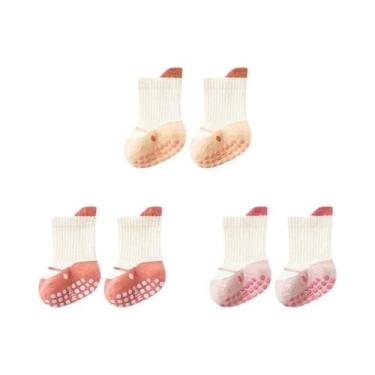 Imagem de Meias De Algodão Respirável Para Bebês Com Grips Antiderrapantes Para 