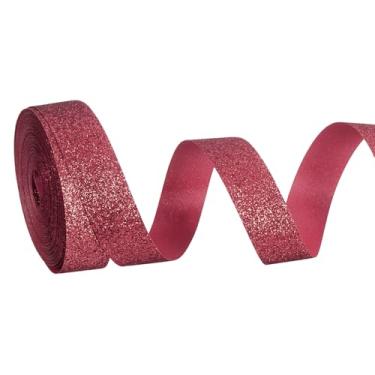 Imagem de PATIKIL Rolo de fita de glitter metálico, rolos de tecido de embrulho de presente de borda única para artesanato, buquê de casamento, festa de casamento, decoração de Natal, vinho