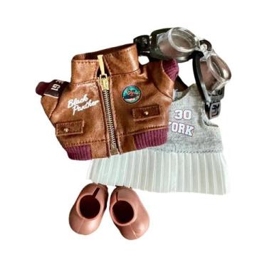 Imagem de Jaqueta Retro Marrom Para Boneca Labubu, Roupa Da Moda, Presente Para 