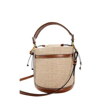 Imagem de MURVE Bolsa de praia feminina feita à mão em tecido de vime com ombro transversal, boêmia, casual, bolsa de viagem