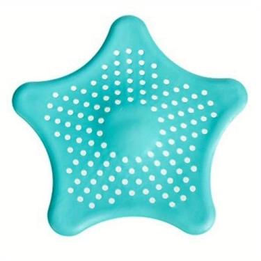 Imagem de 2 peças de ventosa para pia de banheiro para cozinha, ralo de chão, filtro de gel de sílica estrela-do-mar antibloqueio (azul)