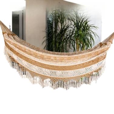 Imagem de Rede Descanso Casal Reforçada 4,5m Rede De Descanso Casal Algodão(CARAMELO COM BEGE)