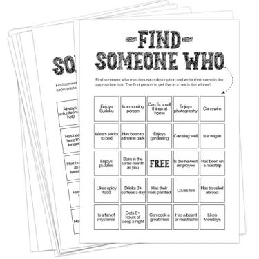 Imagem de Sahjzk Office Bingo Cards, 25 Unique Randomized 5x7 Sheets, Get to Know You Bingo Game for Adults, Ice Breaker Office Party Games, Team Building Games for Work, High Replay Value - B005