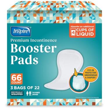 Imagem de Inspire Almofadas para incontinência de ultra absorção | Absorve mais de 4 xícaras! Impulsione fraldas para adultos | Almofadas para incontinência para mulheres ou homens, uso de tiras adesivas em