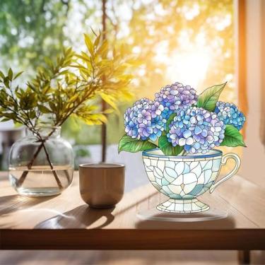 Imagem de Copo de hortênsia decoração de mesa de acrílico transparente, enfeite de colocação de mesa, decoração de mesa para decoração de casa em sala de estar ou escritório, Halloween, Natal, aniversário, dia