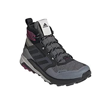 Imagem de adidas Tênis feminino para caminhada, montanhismo e trekking, OS, Cinza metálico/preto central/Power Berry, 35 BR