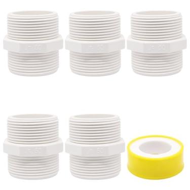 Imagem de BENLIUDH Acessórios para tubos de PVC de 3,5 cm, bocal sextavado, G1-1/2 X G1-1/2 macho para conector adaptador de acoplamento de rosca macho para encanamento de rosca, uso doméstico ou industrial