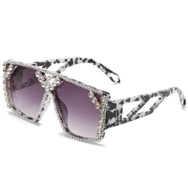 Imagem de Óculos de Sol Oversized com Lentes Degradê em Cores Candy, Unissex, Proteção UV400, Ideais para Esportes ao Ar Livre, Corrida e Ciclismo, Estampa de Leopardo Cinza