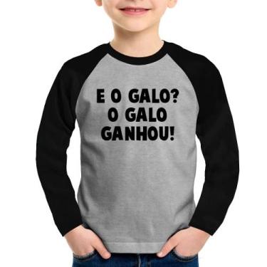 Imagem de Camiseta Raglan Infantil E o galo O galo ganhou! Manga Longa - Foca na