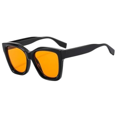 Imagem de Óculos de Sol UV400 - Armação Grande em Jelly com Degradê de Cores para Homens e Mulheres, Ideais para Esportes ao Ar Livre, Corrida e Ciclismo, nas cores preto e laranja.