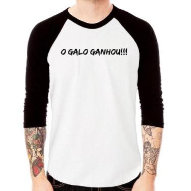 Imagem de Camiseta Raglan O GALO GANHOU!!! Manga 3/4 - Foca na Moda, Branco, Pre