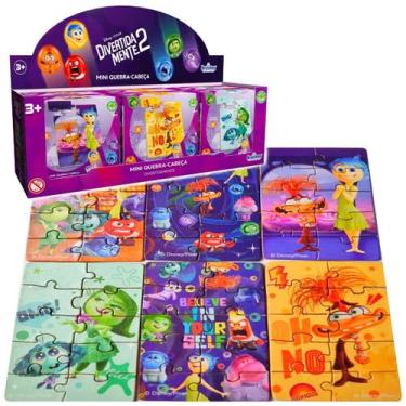 Imagem de Kit 6 Mini Quebra Cabeça Divertida Mente 2 Disney Pixar MDF, Colorido