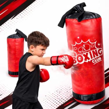 Imagem de Kit Esportivo Boxe Infantil com Saco de Bater e 2 Luvas – Brinquedo de Boxe para Crianças, Estimula Coordenação, Força e Diversão