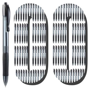 Imagem de Aozora Pacote com 100 canetas esferográficas retráteis pretas de ponta média, caneta de tinta suave para diário, material escolar, escritório, 1,0 mm, tinta preta