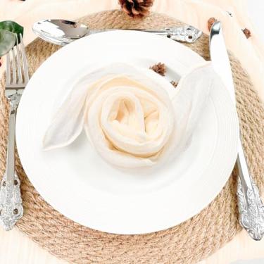 Imagem de Guardanapo de gaze bege, guardanapo lavável com bordas com bainha, panos de queijo rústicos boêmios, gaze para casamento, chá de panela, aniversário, aniversário, jantar, decoração, eventos, festas