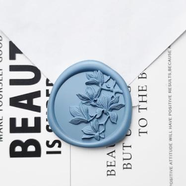 Imagem de Pilloze 50 peças de adesivos de selo de cera de ramo de oliveira azul dever, adesivos autoadesivos de selo de cera preta para envelope ou convite de casamento, boa adesão e fácil de usar